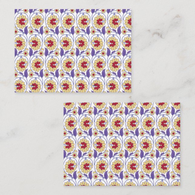 Ein lebhaftes Design mit gelbem und orangefarbenem Platzkarte (Vorne/Hinten)