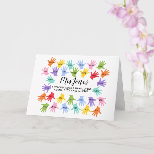 Ein Lehrer nimmt die Hand, öffnet den Geist & Touc Karte (Orchidee)
