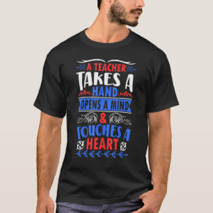 Ein Lehrer nimmt eine Hand öffnet einen Geist und T-Shirt