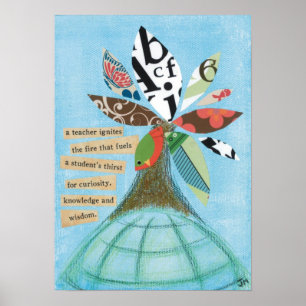 Ein Lehrer zündet das Feuerplakat an Poster