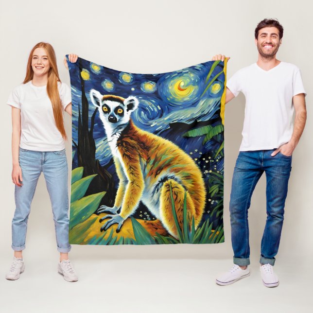 Ein Lemur in der frühen Nacht Fleecedecke (Beispiel)
