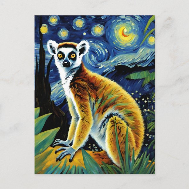 Ein Lemur in der Starry Night Postkarte (Vorderseite)