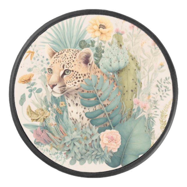 Ein Leopard hinter dem Busch-Brauch Eishockey Puck (Vorderseite)