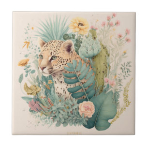 Ein Leopard hinter dem Busch-Brauch Fliese