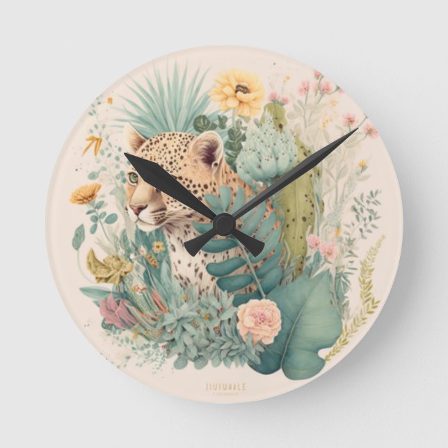 Ein Leopard hinter dem Busch-Brauch Runde Wanduhr (Vorderseite)