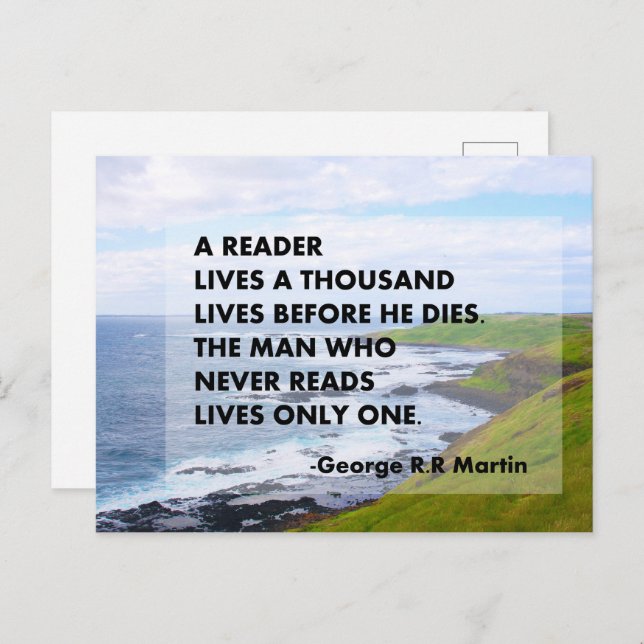 Ein Leser lebt tausend Leben, bevor er stirbt. Postkarte (Vorne/Hinten)