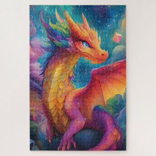 Ein leuchtender neonfarbener Drache Puzzle