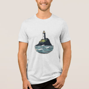 Ein Leuchtturm auf einer Klippe Tri-Blend Shirt
