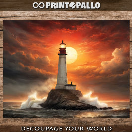 Ein Leuchtturm bei Sonnenuntergang in einer stürmi Geschenkpapier Set