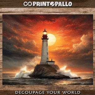 Ein Leuchtturm bei Sonnenuntergang in einer stürmi Geschenkpapier Set