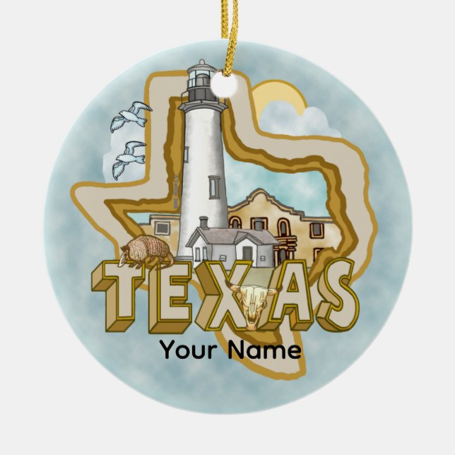 Ein Leuchtturm für Keramiken in Texas Keramik Ornament (Vorne)