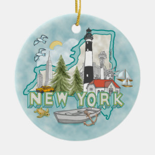 Ein Leuchtturm in New York Keramik Ornament