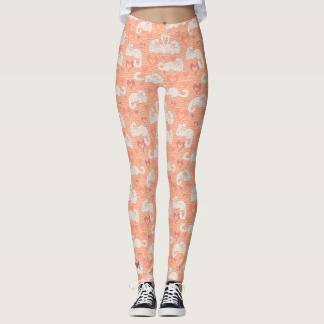 Ein Liebe Schwanz von Katzen mit Herz und Streifen Leggings (Vorderseite)