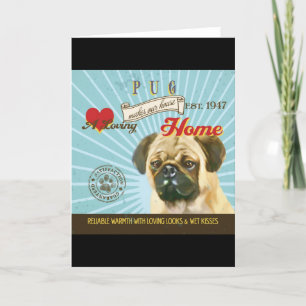 Ein liebender Pug macht unser Haus zum Zuhause Feiertagskarte