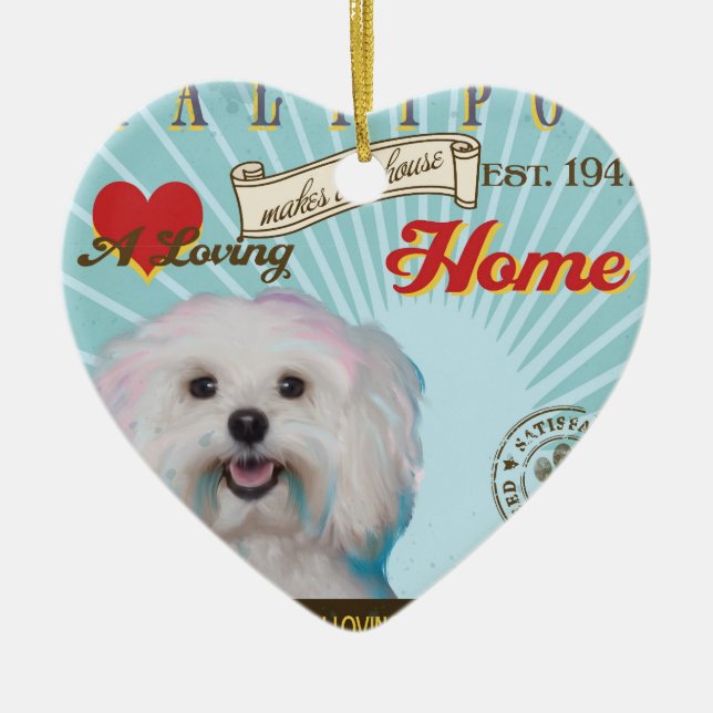 Ein liebevolles Maltipoo macht unser Haus-Zuhause Keramik Ornament (Vorne)