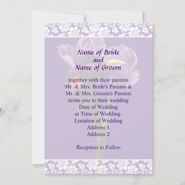 Ein Lila Iris Wedding Invitation Set Einladung (Vorderseite)
