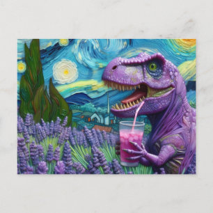 Ein lila T-Rex mit lavender-lemonade-Fantasie Postkarte
