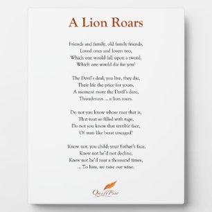 Ein Lion Roars Gedicht Fotoplatte