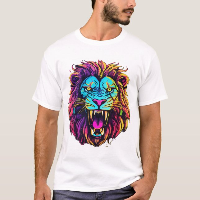 ein lionenwütendes Gesicht mit einer Schlange um i T-Shirt (Vorderseite)