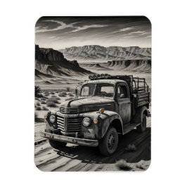 Ein LKW in einer Wüste Magnet