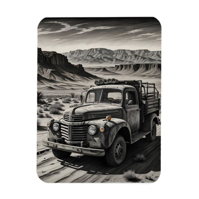 Ein LKW in einer Wüste Magnet (Vertikal)