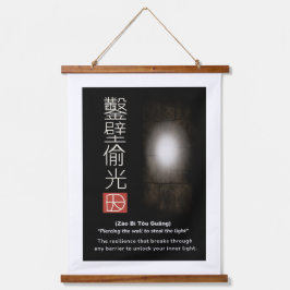 Ein Loch in die Wand bohren, um das Licht zu stehl Wandteppich Mit Holzrahmen