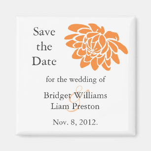 Ein Lotos-Blumen-Save the Date Magnet (orange)