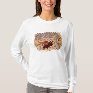 Ein Löwe, der einen Stier in Angriff nimmt und T-Shirt