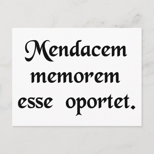 Ein Lügner braucht ein gutes Gedächtnis. Postkarte (Vorderseite)