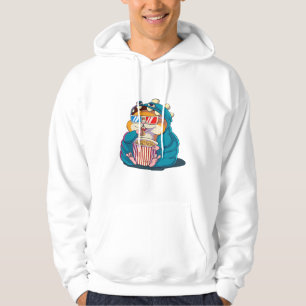 Ein lustiger Hamster, der eine Brille trägt, isst  Hoodie
