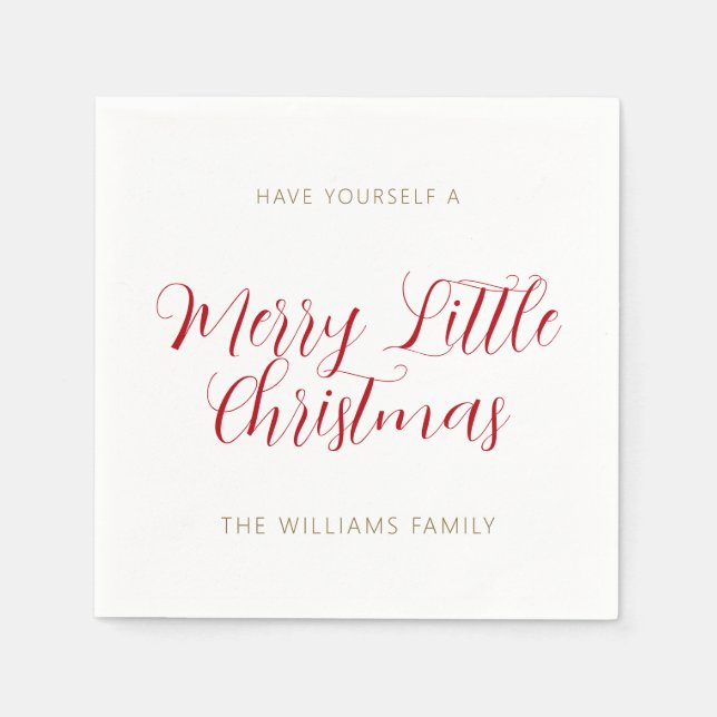 Ein lustiger kleiner Weihnachtsname Red Gold White Serviette (Vorderseite)