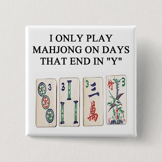 ein lustiger mahjong Entwurf Button (Vorderseite)