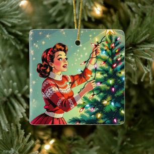 Ein lustiger sarkastischer und nostalgischer Retro Keramikornament