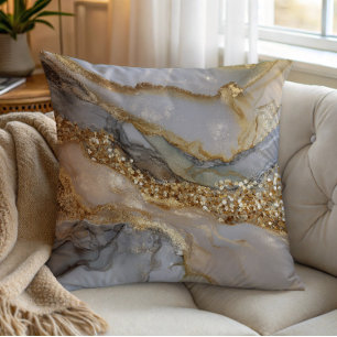 Ein luxuriöser goldener und weißer Marmorhintergru Kissen