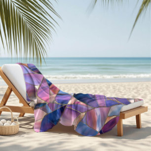 Ein luxuriöses violett getöntes Bleiglasmuster Strandtuch