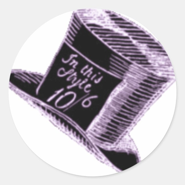 Ein Mad Hatter Hut in Schwarz mit Lila Tint Runder Aufkleber (Vorderseite)