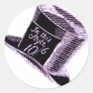 Ein Mad Hatter Hut in Schwarz mit Lila Tint Runder Aufkleber