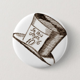 Ein Mad Hatter Hut in Sepia Button