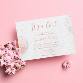 ein Mädchen, Babydusche, Ballons Foto pink Einladung