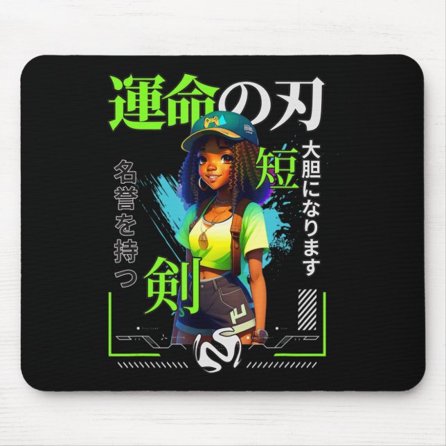 Ein Mädchen, das Anime Black Girl Game Lovers Lieb Mousepad (Vorne)