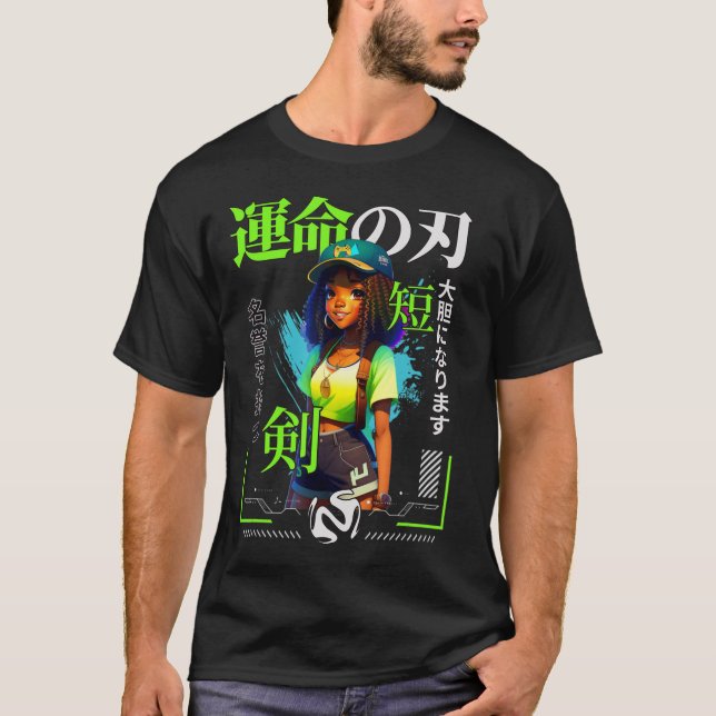 Ein Mädchen, das Anime Black Girl Game Lovers Lieb T-Shirt (Vorderseite)