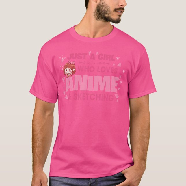 Ein Mädchen, das Anime Liebe und Anime Teen Gi ski T-Shirt (Vorderseite)