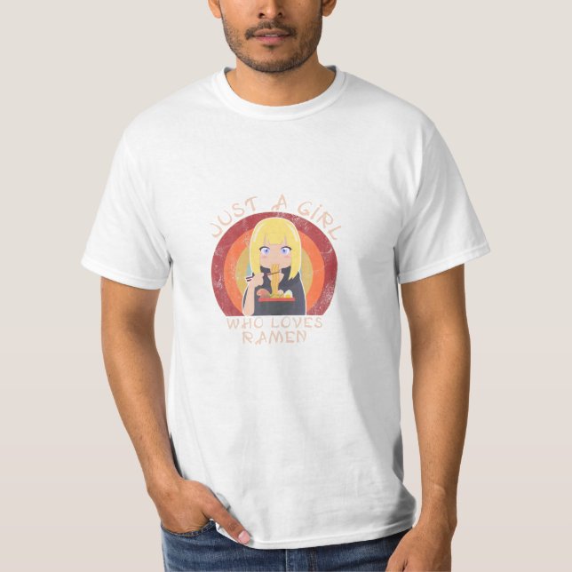 Ein Mädchen, das Anime und Ramen Lieben T-Shirt (Vorderseite)