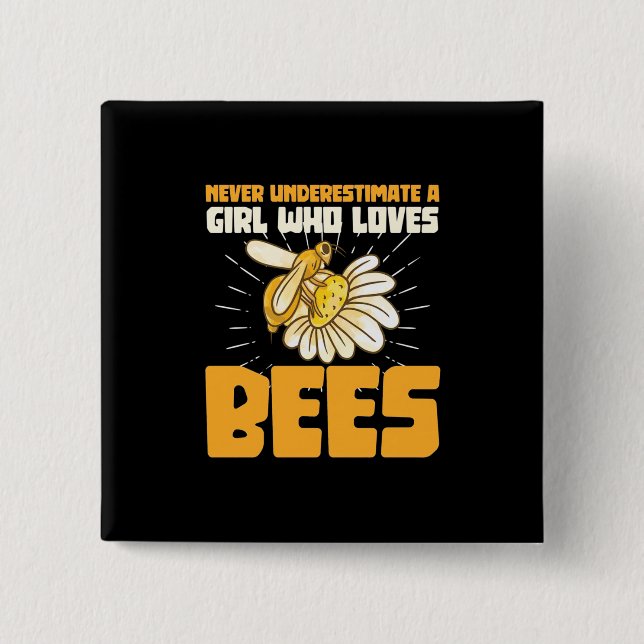 Ein Mädchen, das Bienen Liebe Button (Vorderseite)