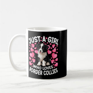 Ein Mädchen, das Border Collie-Frauen Mädchen Welp Kaffeetasse
