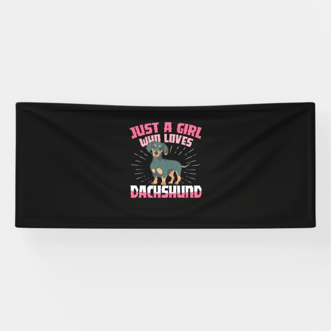 Ein Mädchen, das Dackel Lieben Banner (Horizontal)