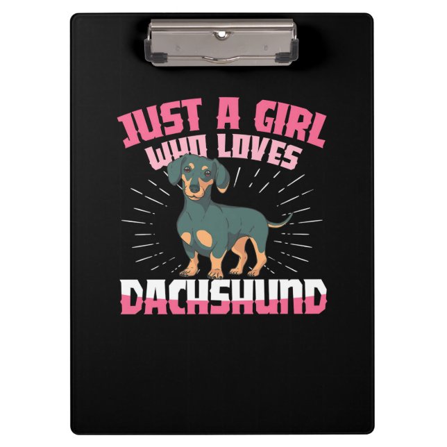 Ein Mädchen, das Dackel Lieben Klemmbrett (Vorderseite)