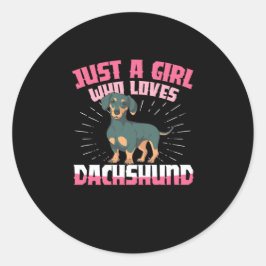 Ein Mädchen, das Dackel Lieben Runder Aufkleber