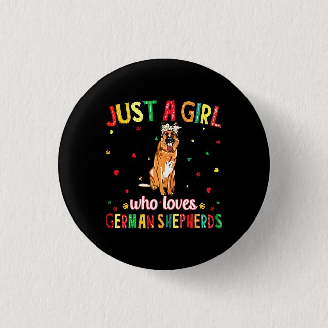 Ein Mädchen, das deutsche Schäferhunde Liebe Button (Vorderseite)