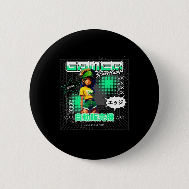 Ein Mädchen, das ein Anime Game School Girl Liebe Button (Vorderseite)